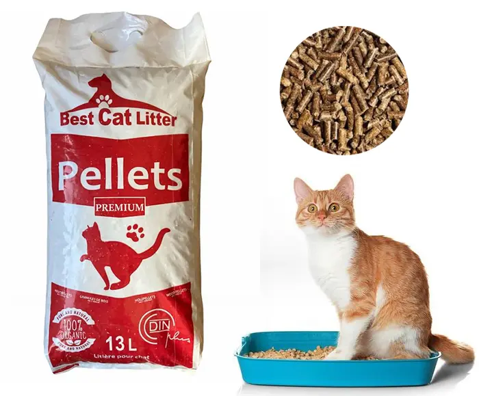 litière en granulés de bois pellets